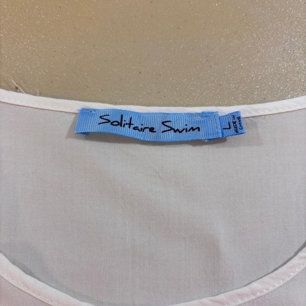 Solitaire Swim White Eyelet Tunic Top Sz L Beach Cover Up Boho resort wear - Picture 4 of 9